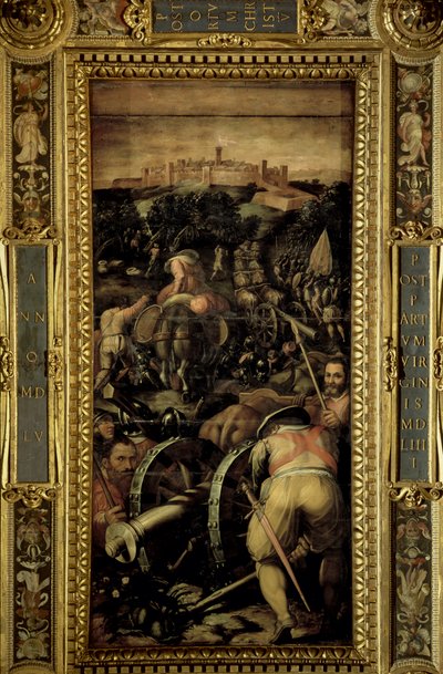The Capture of Monteriggioni from the ceiling of the Salone dei Cinquecento, 1565 by Giorgio Vasari